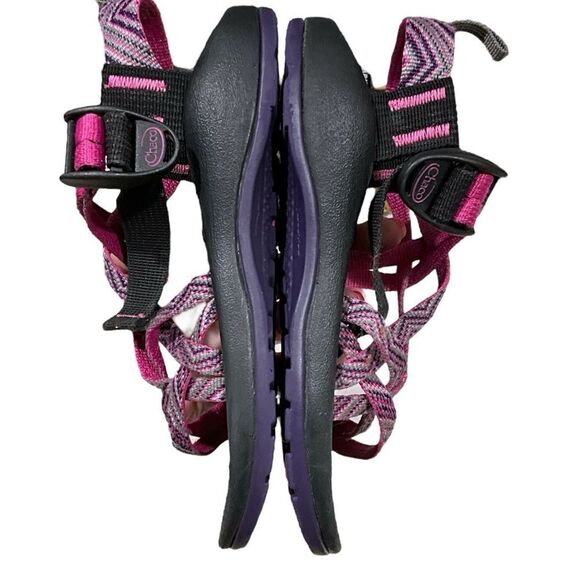 CHACO ZX1 Eco Tread Sandals Girls Size 1 Purple Geometric Buckle Hiking Outdoor - Picture 5 of 8